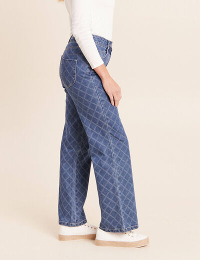 Jean coupe droite jacquard denim stone femme
