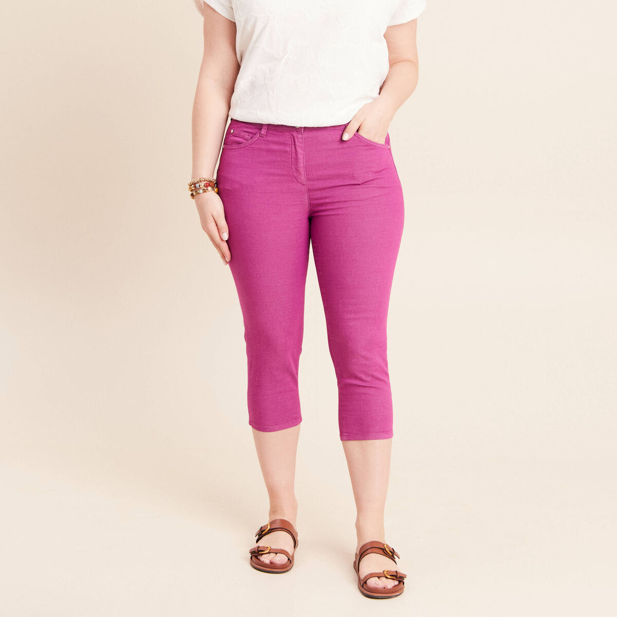Pantacourt magique Le L&eacute;ger coupe droite violet femme