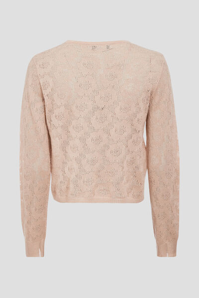 Gilet manches longues beige ivoire femme
