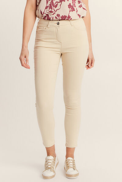 Pantalon léger taille standard 7/8ème ivoire femme