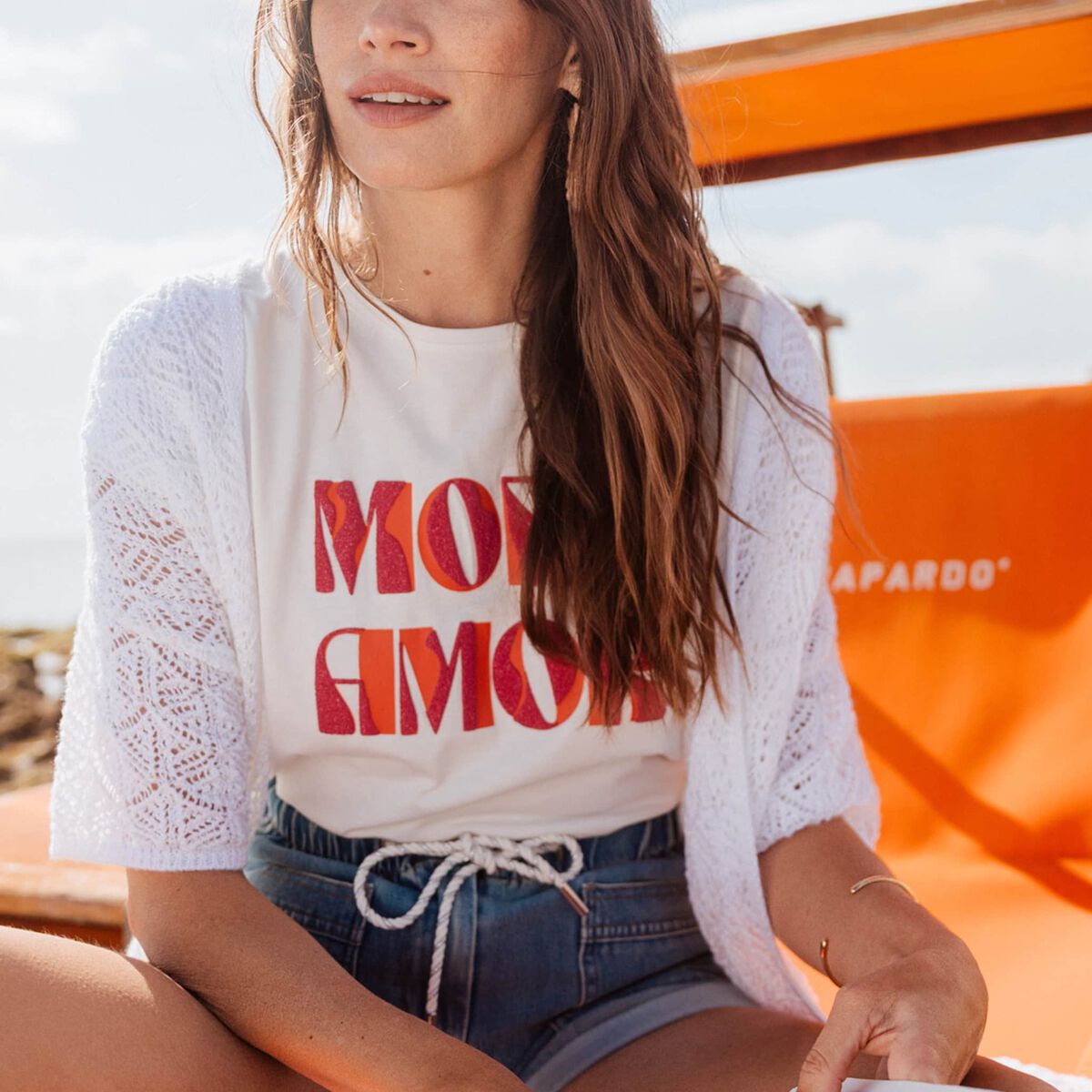 T-shirt manches courtes ecru femme