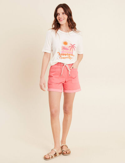 T-shirt manches courtes ecru femme