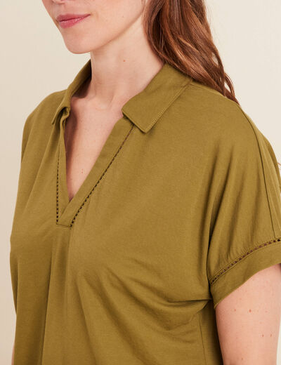 T-shirt manches courtes vert kaki femme