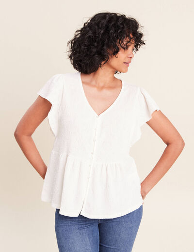 Blouse manches courtes ecru femme