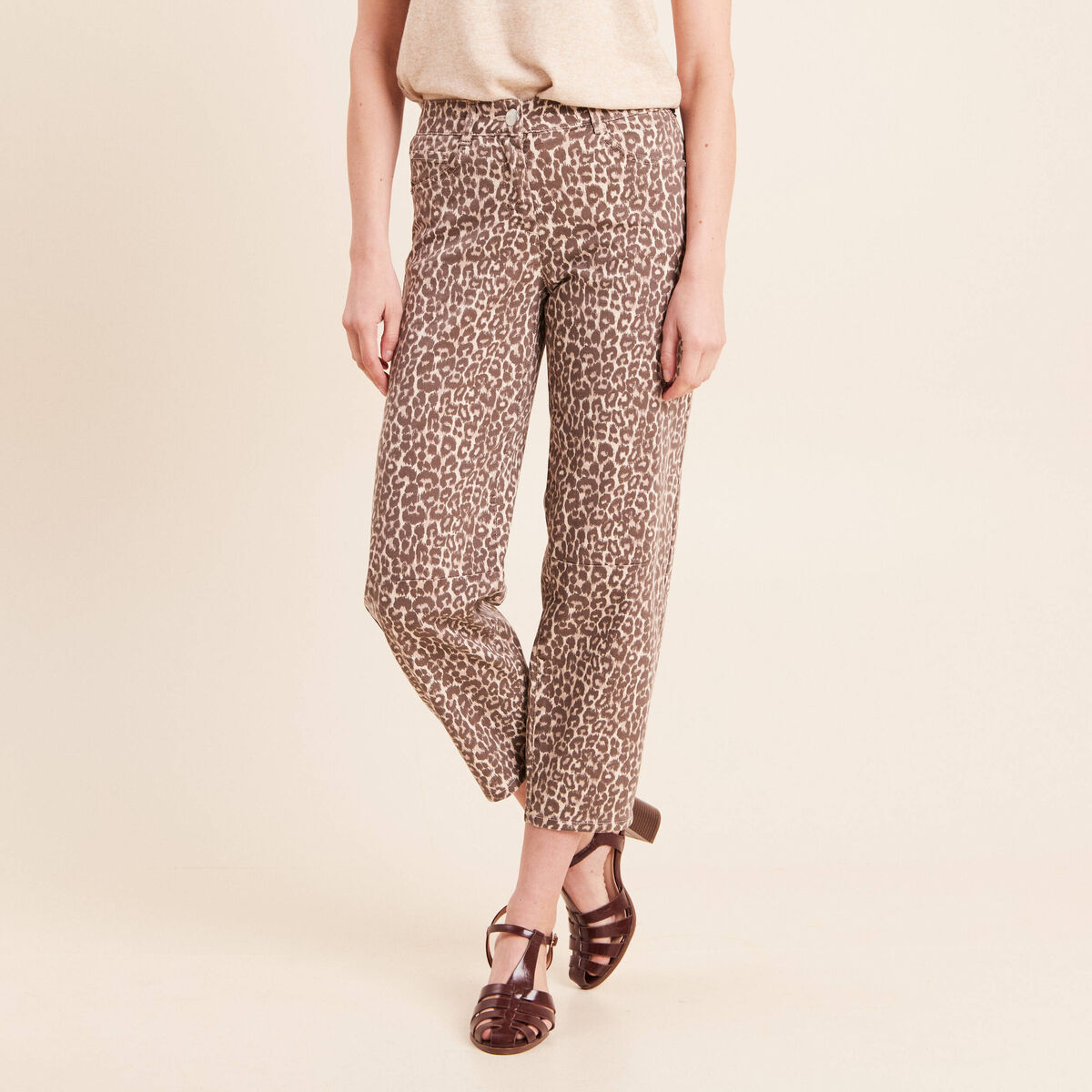 Pantalon magique Le L&eacute;ger coupe barrel beige femme