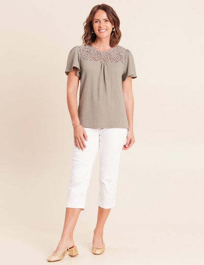 T-shirt manches courtes vert clair femme