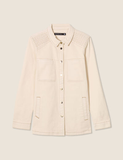 Surchemise boutonnée ivoire femme