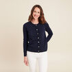 Gilet col rond bleu marine femme