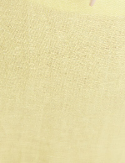 Pantalon coupe chino en lin ceintur&eacute; jaune clair femme