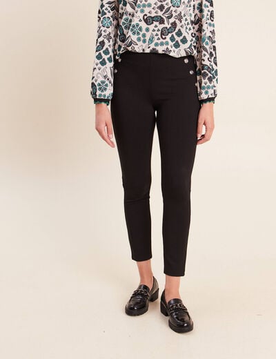 Legging 7/8&egrave;me taille bascul&eacute;e en maille noir femme