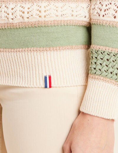 Pull manches longues vert femme