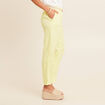 Pantalon coupe chino en lin ceintur&eacute; jaune clair femme