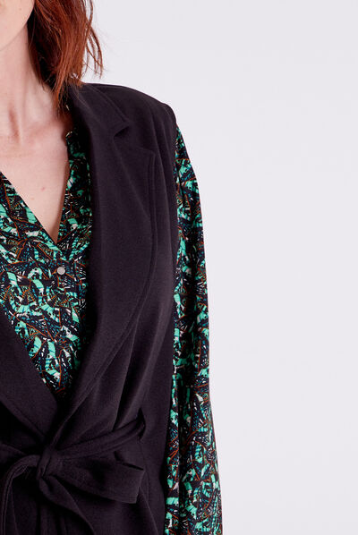 Veste tailleur sans manches noir femme