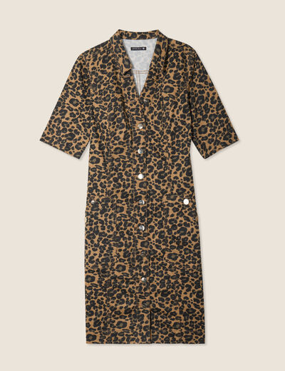 Robe droite en jean marron femme