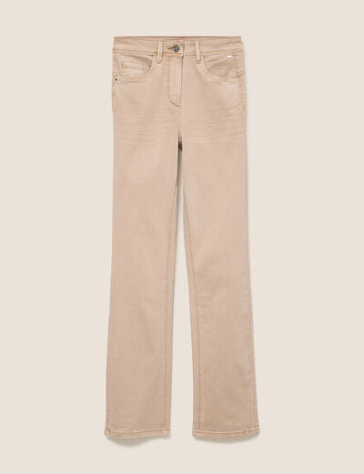 Jean coupe droite taille haute denim beige femme