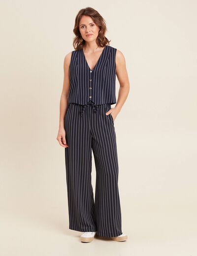 Gilet ajusté sans manches bleu foncé femme