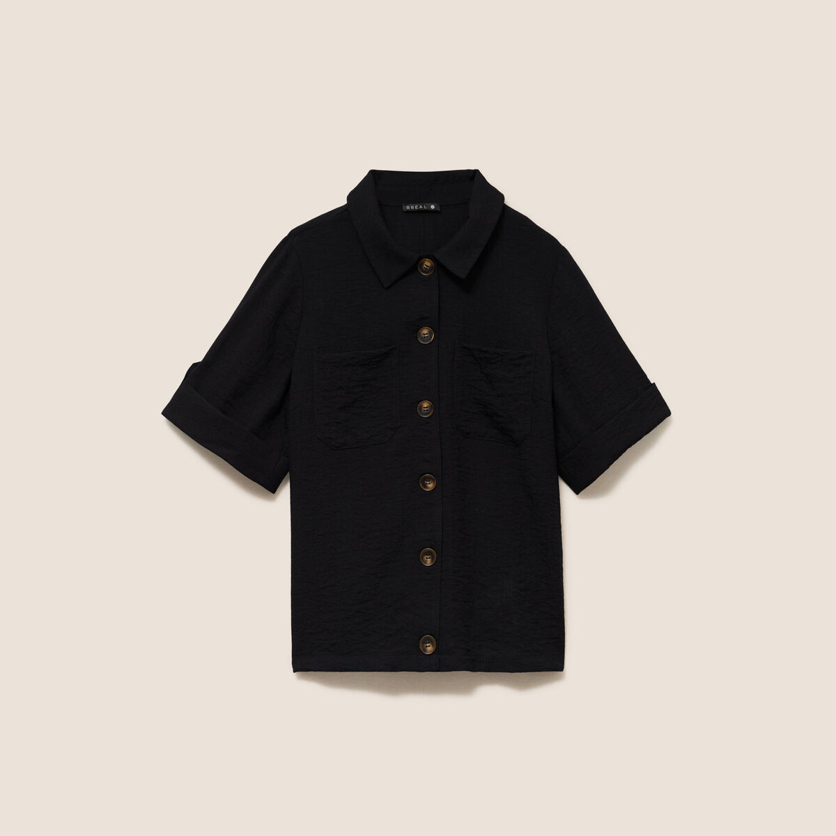 Chemise fluide manches courtes noir femme