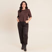 Top en suedine marron fonc&eacute; femme