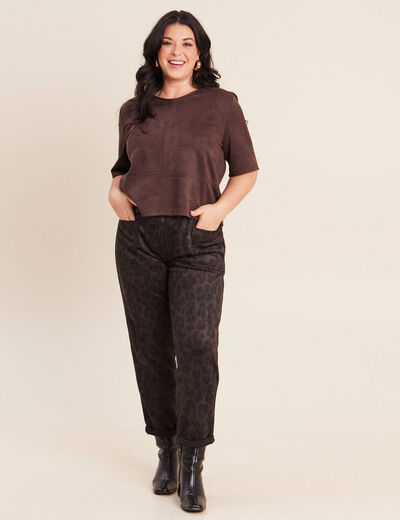 Top en suedine marron fonc&eacute; femme