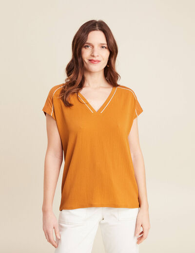 T-shirt manches courtes camel femme