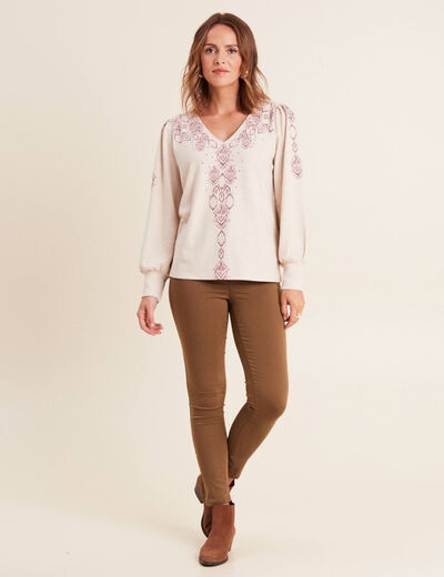 Pantalon léger taille standard 7/8ème taupe femme