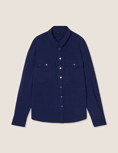 Chemise manches longues bleu marine femme