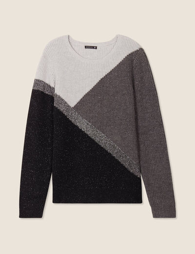 Pull manches longues gris foncé femme