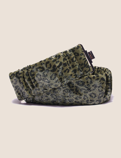Ceinture large élastiquée vert kaki femme