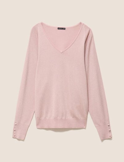Pull manches longues rose clair femme