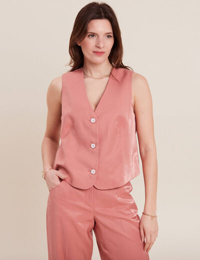 Gilet esprit barman sans manches terracotta femme
