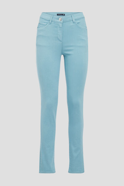 Pantalon léger taille standard long bleu canard femme