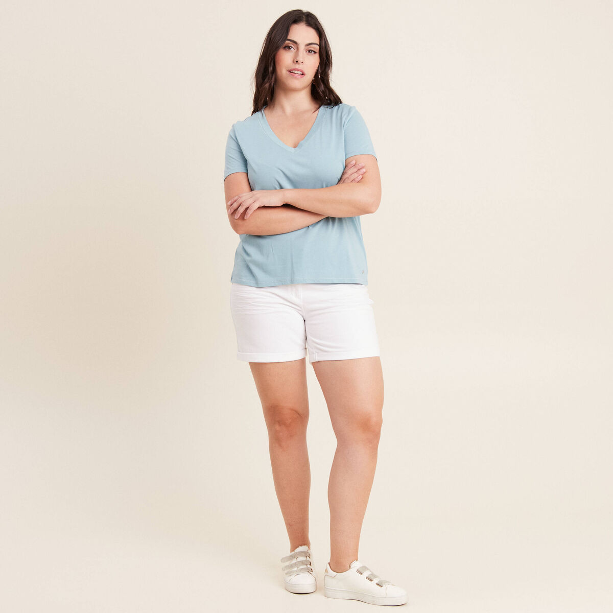 T-shirt manches courtes bleu gris femme