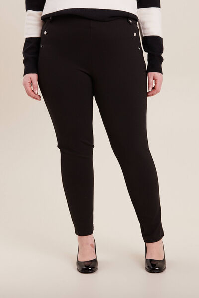 Pantalon tregging taille basculée noir femme