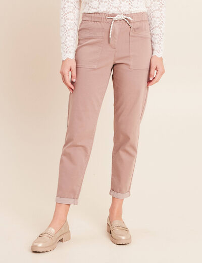 Pantalon coupe mom 7/8&egrave;me taupe femme