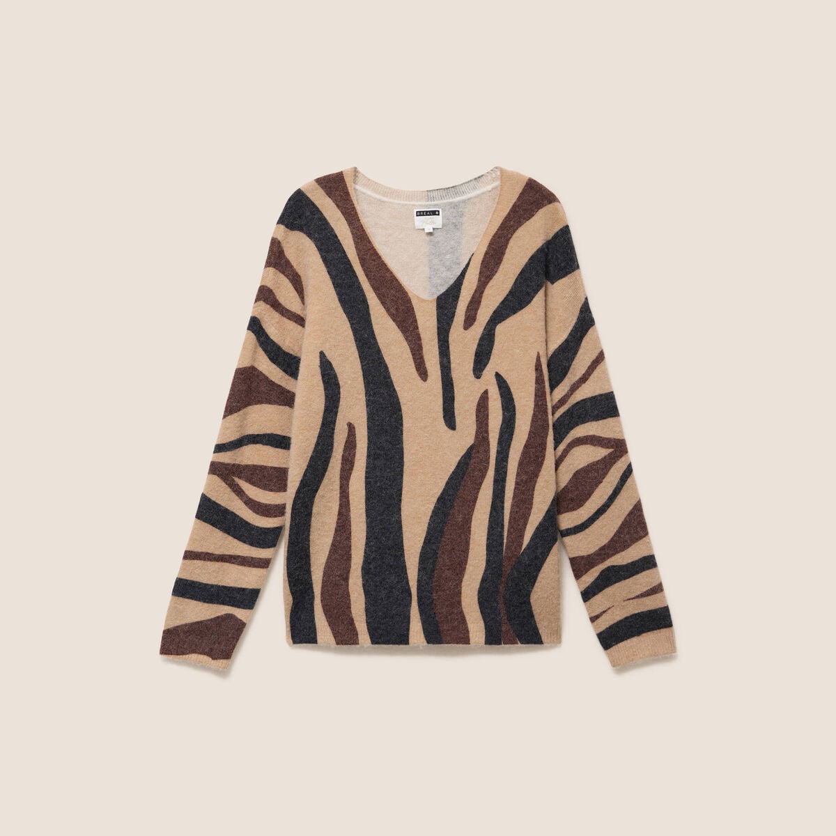 Pull manches longues marron femme