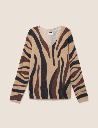 Pull manches longues marron femme