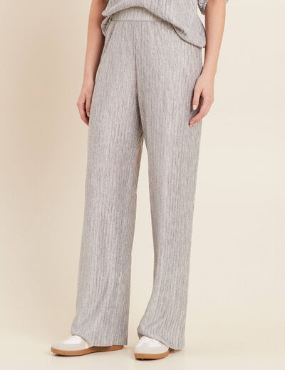 Pantalon flou métallisé gris argent femme