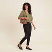 Blouse manches 3/4 vert kaki femme