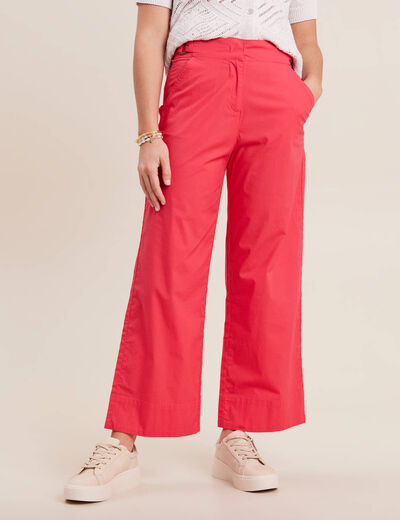 Pantalon flou ceinturé 7/8ème rose cerise femme