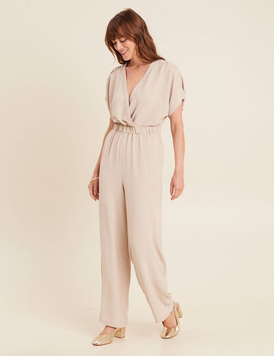 Combinaison col croisé gris clair femme