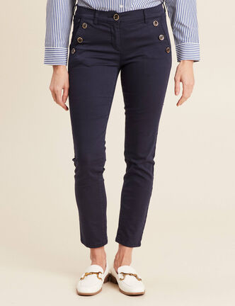 Pantalon ajusté 7/8ème bleu marine femme