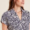 Blouse manches courtes nouée bleu femme