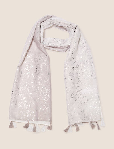 Foulard à pampilles gris argent femme