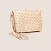 Sac pochette rabat tressé couleur or femme
