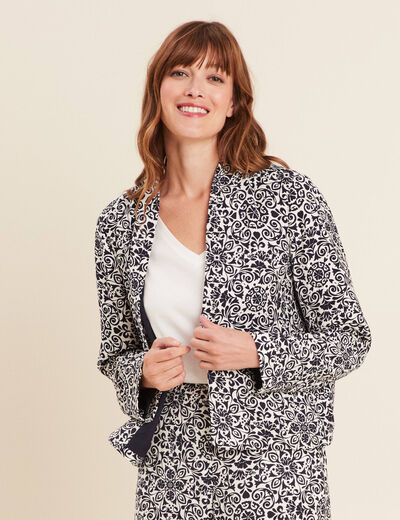 Veste ouverte doublée bleu marine femme