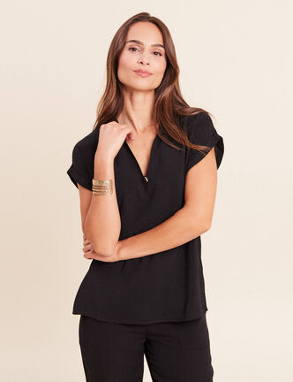 Blouse manches courtes noir femme