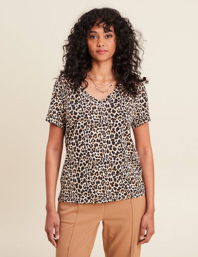 T-shirt manches courtes beige femme
