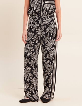 Pantalon fluide coupe large noir femme