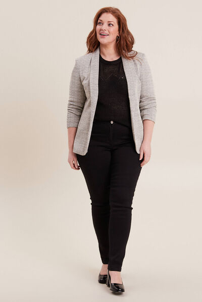 Veste esprit tailleur droite gris clair femme