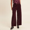 Pantalon large velours marron foncé femme
